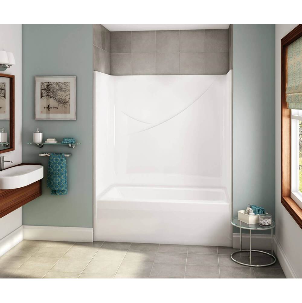 Aker OPTS-6032 AcrylX Alcove Left-Hand Drain One-Piece Tub Shower in Sterling Silver - Base Model