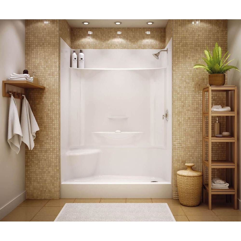 Aker KDS 3060 AFR AcrylX Alcove Left-Hand Drain Four-Piece Shower in Sterling Silver