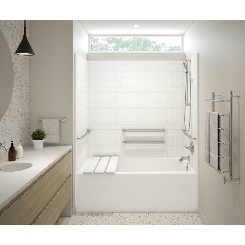 Aker F6030STT AcrylX Alcove Right-Hand Drain One-Piece Tub Shower in Biscuit
