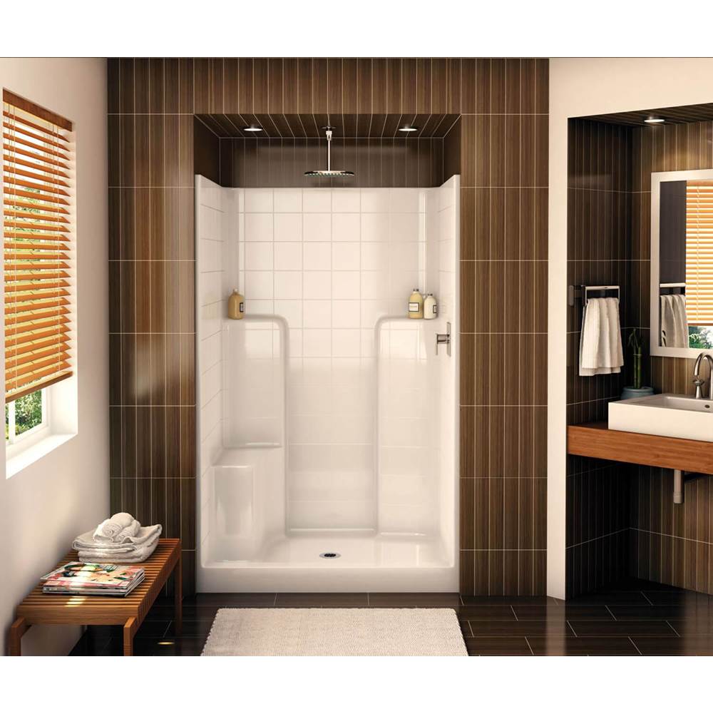Aker SHRST/LST-48 AcrylX Alcove Center Drain One-Piece Shower in Black