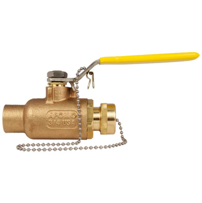 Apollo Bronze 2 Piece Ball Valve With 2-1/4'' Locking Stem Extension, Hose Thread W/ Cap And Chain 3/4'' (Solder X Hose Connection)
