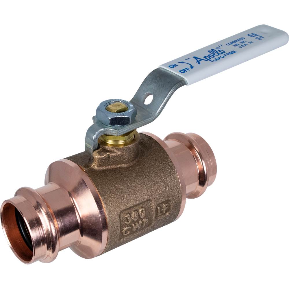 Apollo Apollopress Lead Free Bronze 2 Piece Full Port Ball Valve With Copper Retainers, Stainless Steel Ball And Stem, Standard Configuration 2'' (2 X Press)