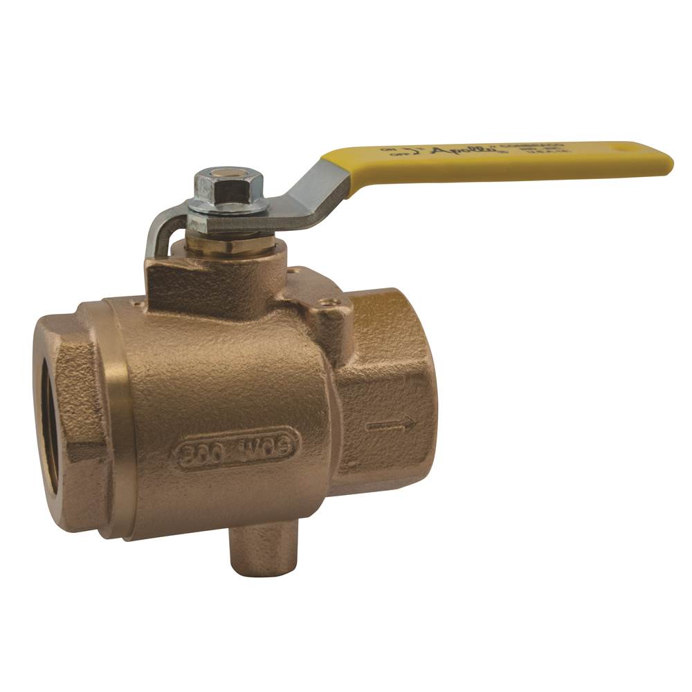 Apollo Bronze 2 Piece Full Port Ball Valve With Drain Port, Ss Latch-Lock Lever And Nut 1/2'' (3 X Fnpt)
