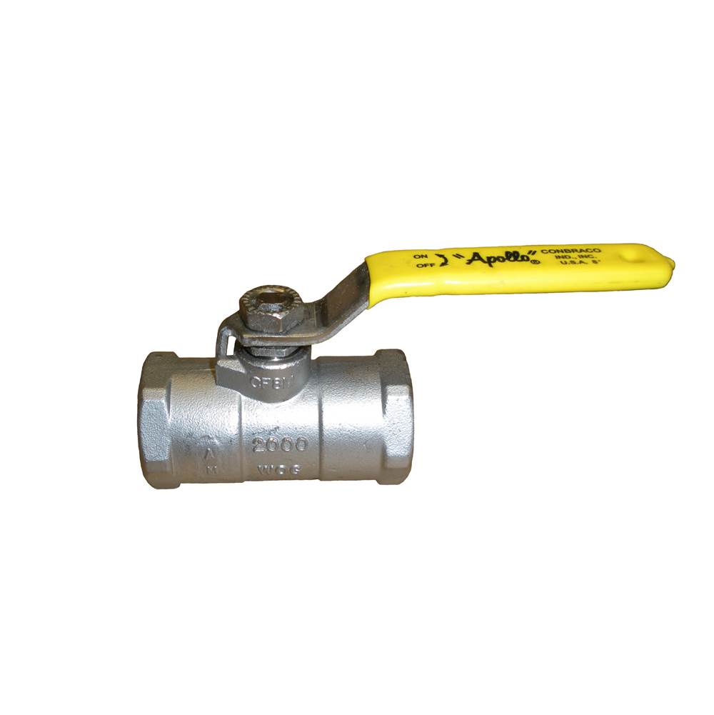 Apollo Stainless Steel Unibody Reduced Port Ball Valve With Graphite Packing, Ptfe Body Seal, Rptfe Bearing, Ss Latch-Lock Lever And Nut, Grounded Ball And Stem 1-1/4'' (2 X Fnpt)