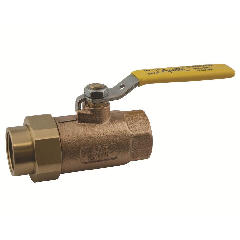Apollo Bronze 2 Piece Ball Valve With Ss Latch-Lock Lever And Nut 1/4'' (Union Fnpt X Fnpt)