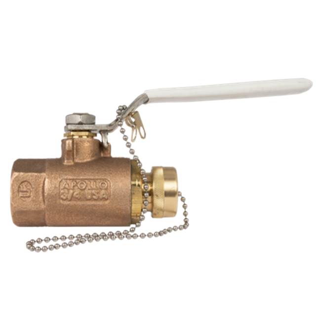 Apollo Bronze 2 Piece Ball Valve With 2-1/4'' Stem Extension, Hose Thread W/ Cap And Chain 3/4'' (Fnpt X Hose Connection)