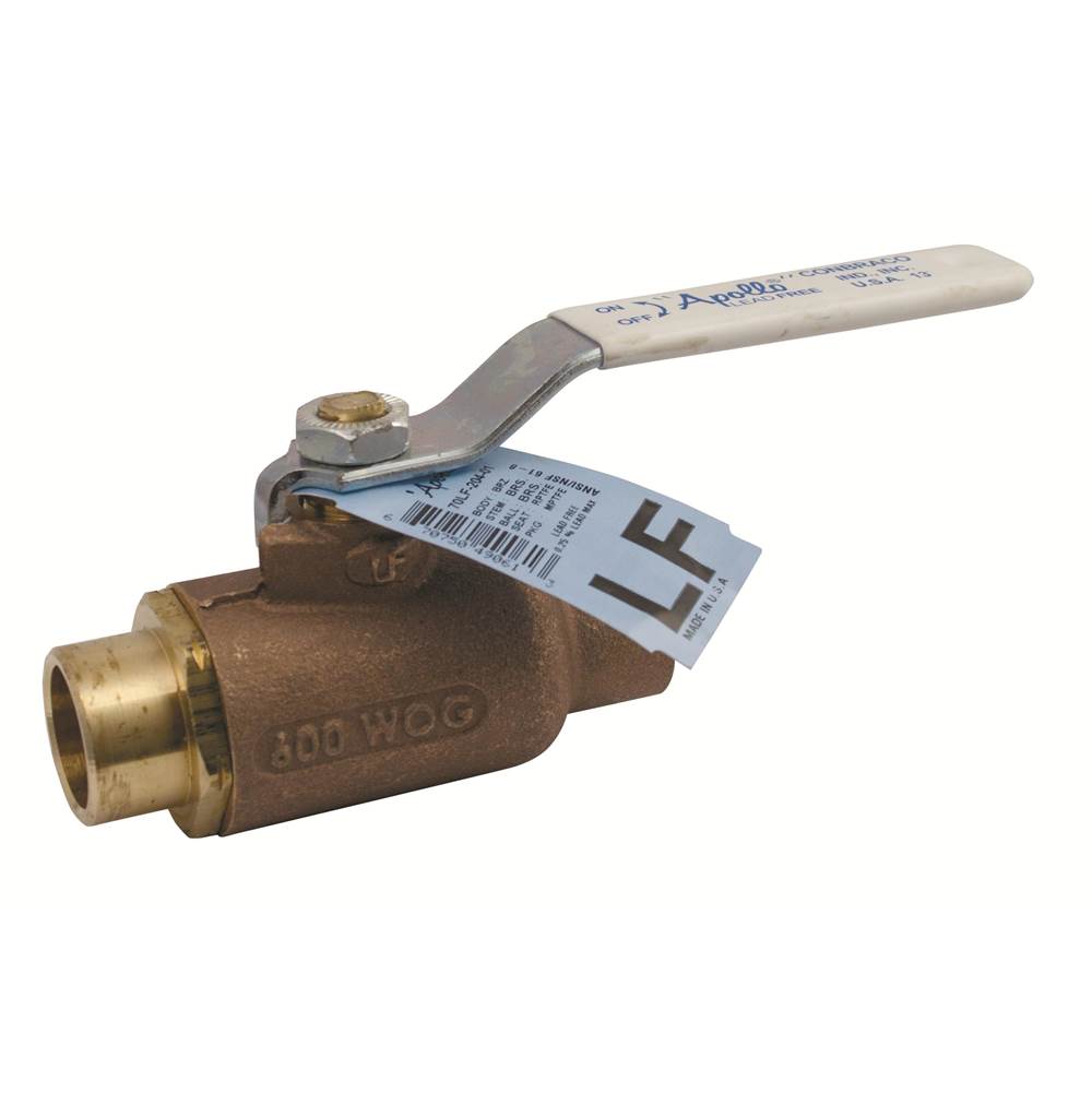 Apollo Bronze 2 Piece Ball Valve With 2-1/4'' Locking Stem Extension, Static Grounded Ball And Stem 1'' (2 X Solder)