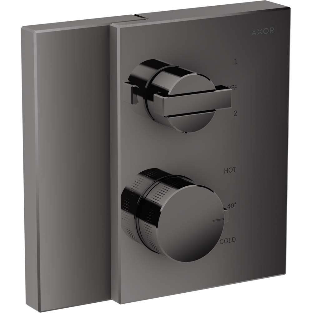 Axor Edge Thermostatic Trim with Volume Control and Diverter in Polished Black Chrome