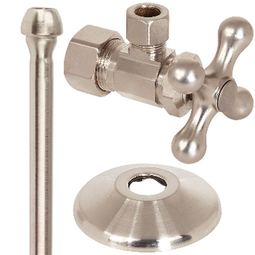 Brasscraft SPF FAUCET SUP. KIT - 1/4 TURN - ANG- 1/2'' NOM COMP X 3/8'' OD COMP W/ SHALL. ESCUT. X 20''