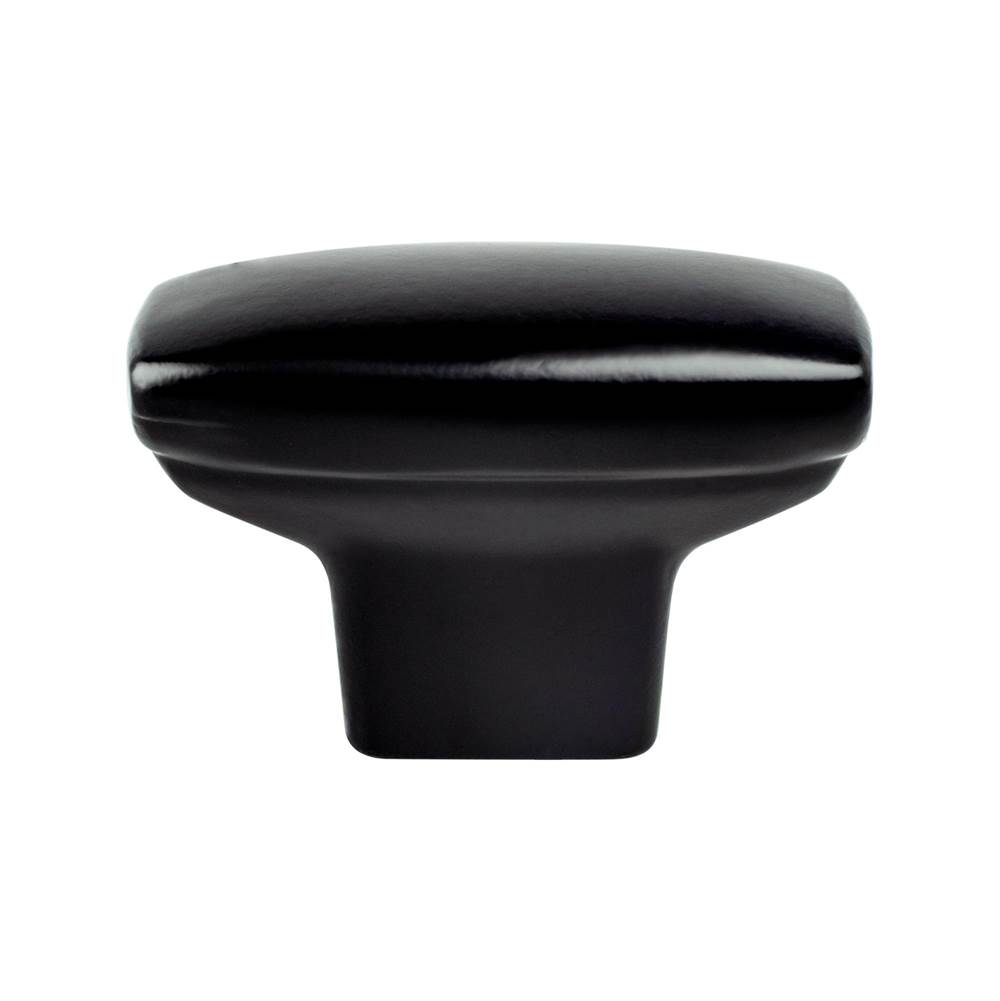 Berenson Transitional Advantage One Matte Black Rounded Rectangle Knob  -This knob has a tooth on the bottom.
