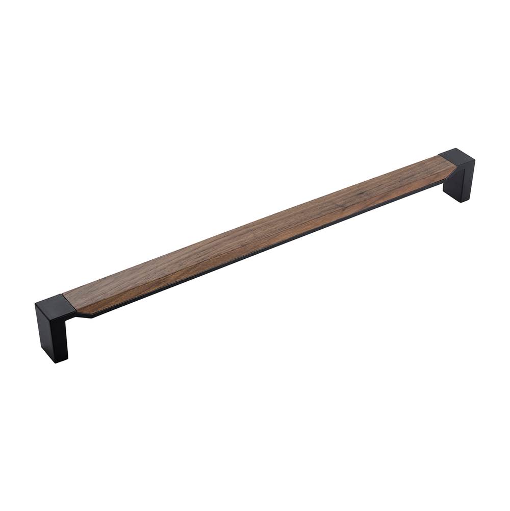 Belwith Keeler Fuse Collection Appliance Pull 18 Inch Center to Center Matte Black with Walnut Finish