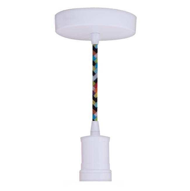 Bulbrite Bulbrite Contemporary Pendant - White Socket And Canopy With 10'' Multicolor Cord