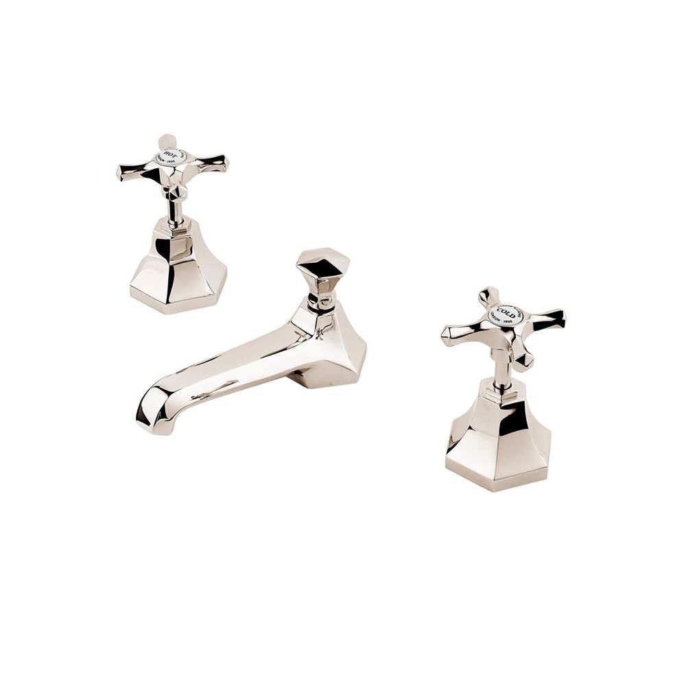 Barber Wilsons And Company Mastercraft Widespread Faucet 5 1/2'' Spout With Pop Up Waste With White Porcelain Buttons