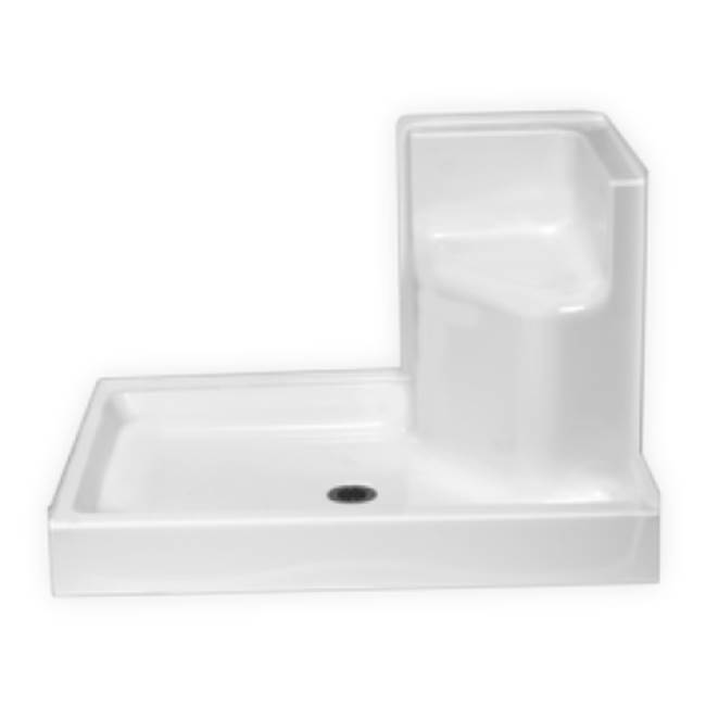 Clarion Bathware 48'' X 35'' Shower Base W/ 6'' Threshold And Molded Seat - Center Drain