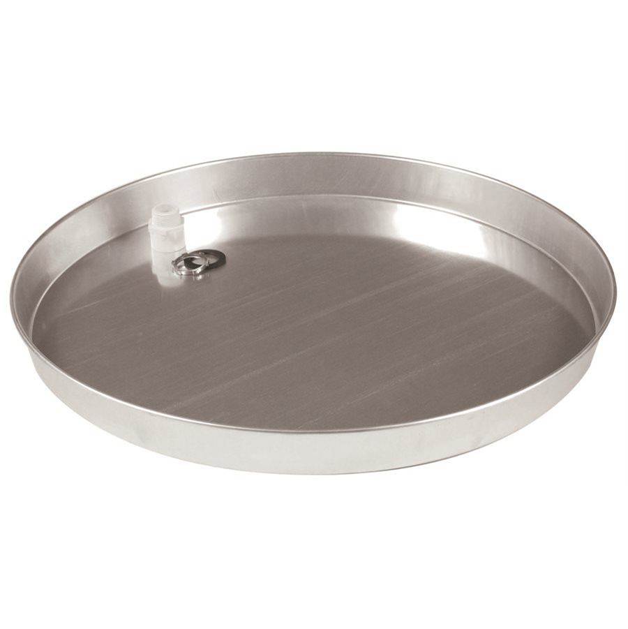Camco 20'' ID Aluminum W/H Drain Pan, Non-Punched, w/PVC Fitting