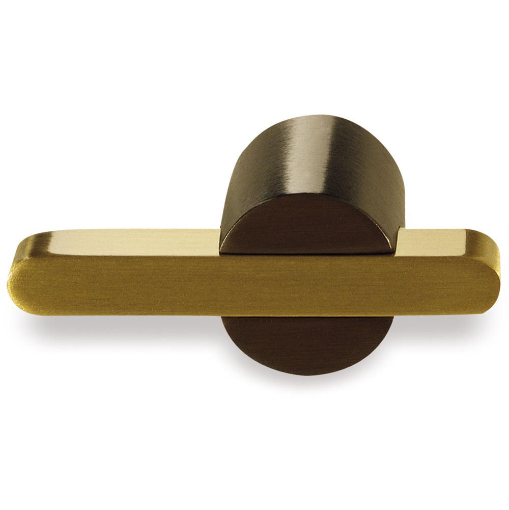 Colonial Bronze T Cabinet Knob Hand Finished in Satin Chrome and Satin Brass