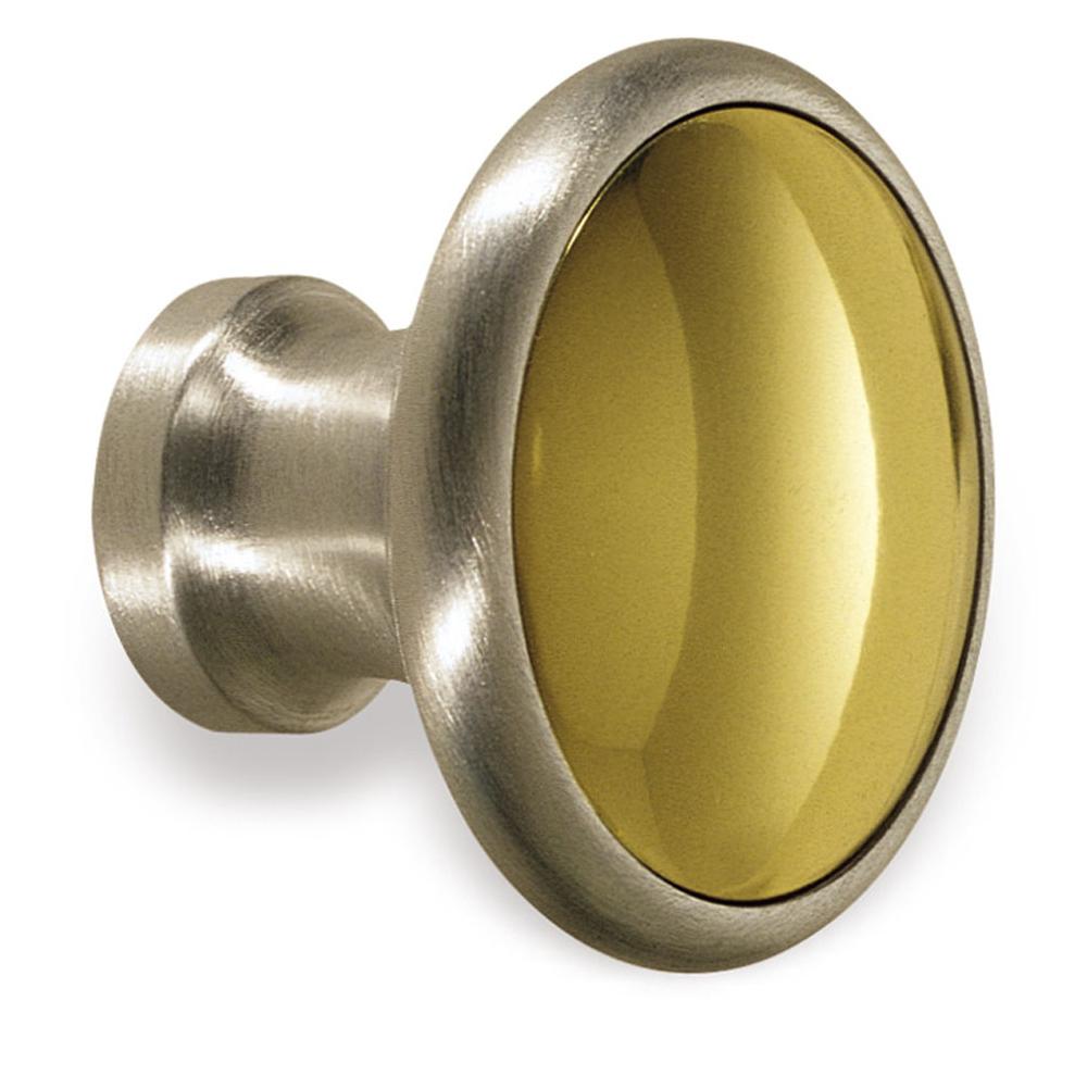 Colonial Bronze Cabinet Knob Hand Finished in Nickel Stainless and Antique Satin Brass