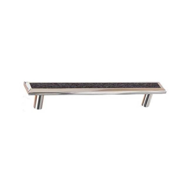 Colonial Bronze Leather Accented Rectangular, Beveled Appliance Pull, Door Pull, Shower Door Pull With Straight Posts, Matte Light Statuary Bronze x Luv-A-Bull Darkest Blue Leather