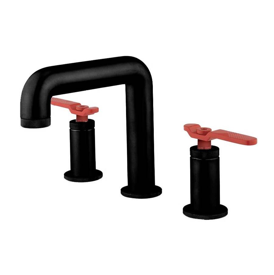 Crosswater London Union Widespread Basin Faucet with Red Lever Handles MB
