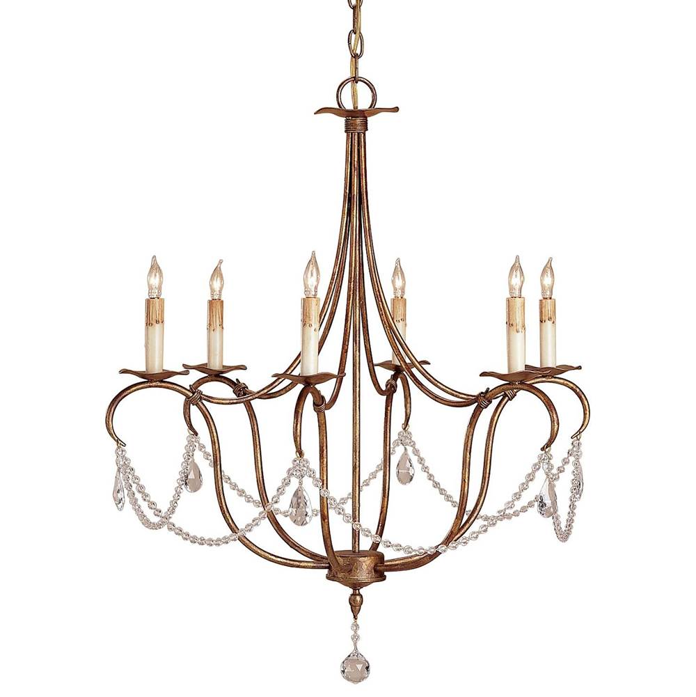 Currey And Company Crystal Lights Gold Small Chandelier