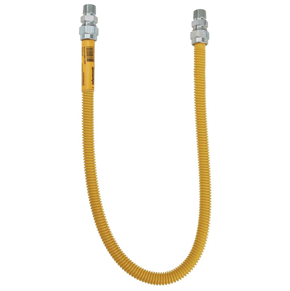 Dormont 3/8 IN OD, 1/4 IN ID, SS Gas Connector, 3/8 IN MIP x 3/8 IN MIP, 24 IN Length, Antimicrobial Yellow Powder Coated