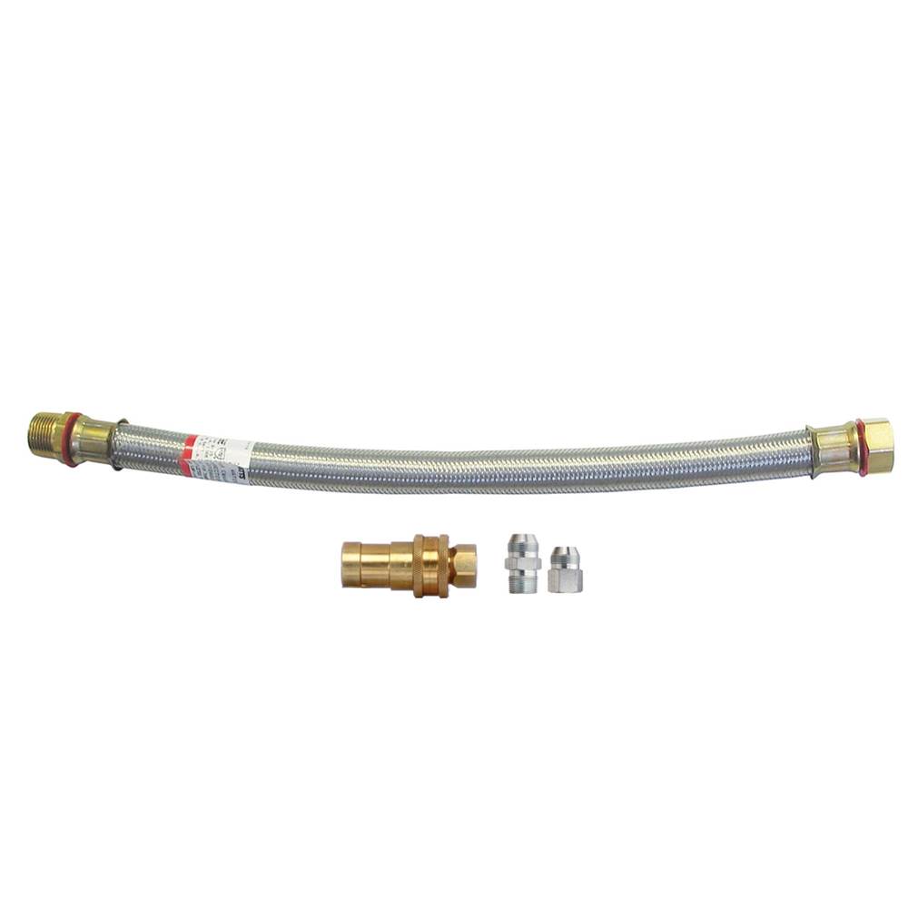 Dormont 1/2 IN ID, 24 IN Long, High psi Water Connector, 2-Way Quick Disconnect, Uncoated