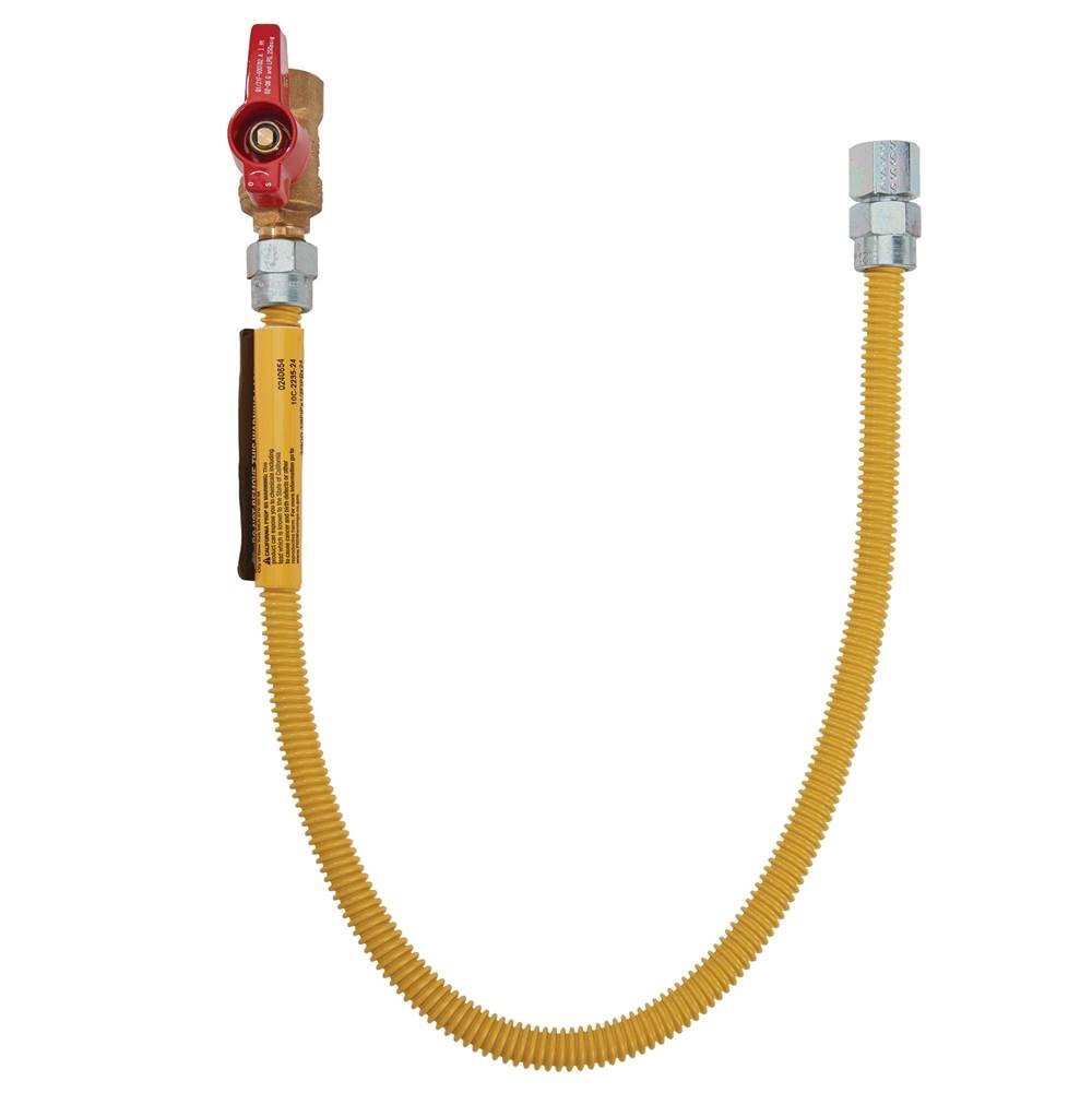 Dormont 3/8 IN OD, 1/4 IN ID, SS Gas Connector, 3/8 IN FIP x 1/2 IN FIP Ball, 12 IN Length, Antimicrobial Yellow Powder Coated
