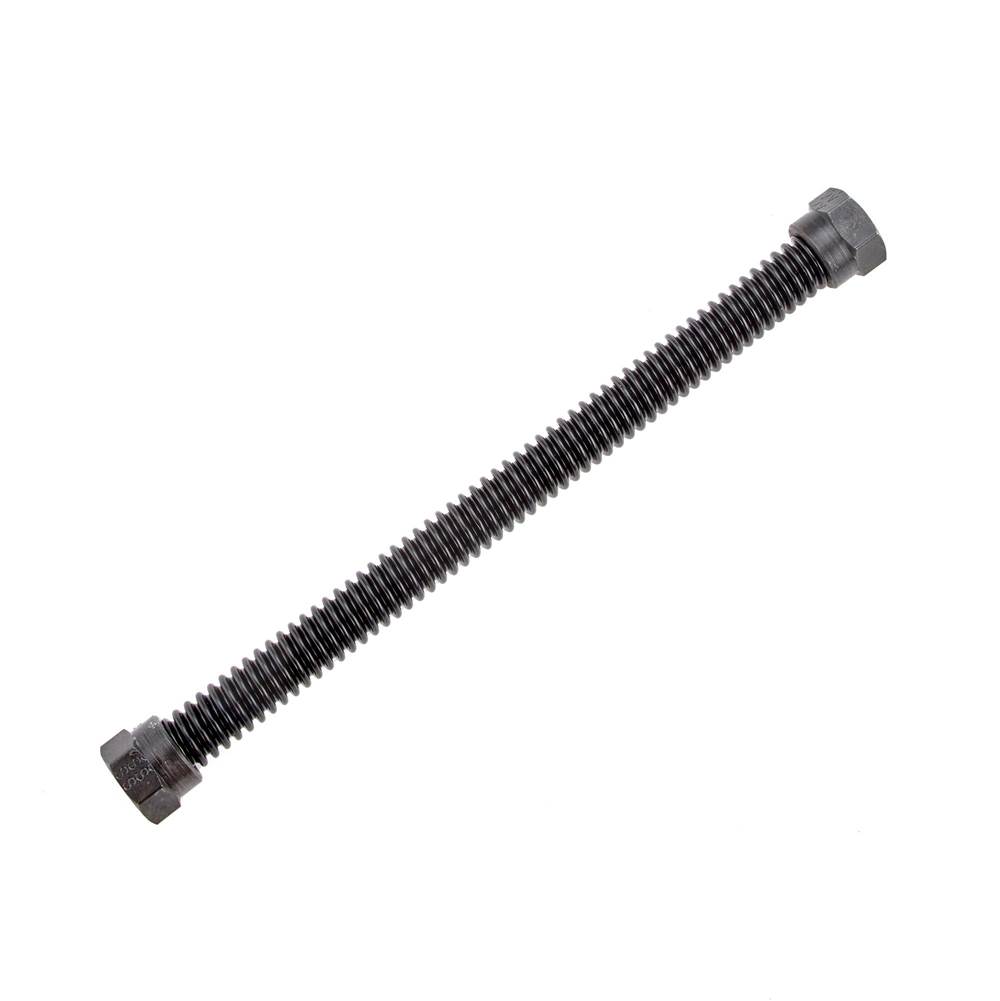 Dormont 1/2 IN OD, 3/8 IN ID, SS Gas Connector, 1/2 IN Flare Nuts, 16 IN Length, Antimicrobial Black Powder Coated