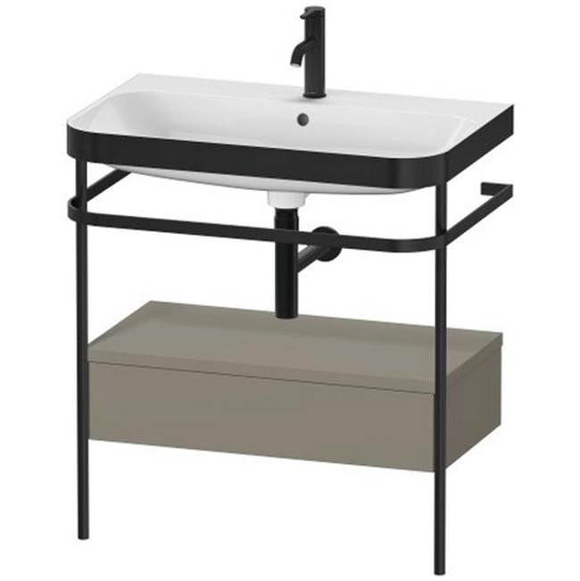 Duravit Happy D.2 Plus C-Bonded Vanity Kit with Sink and Metal Console Stone Gray