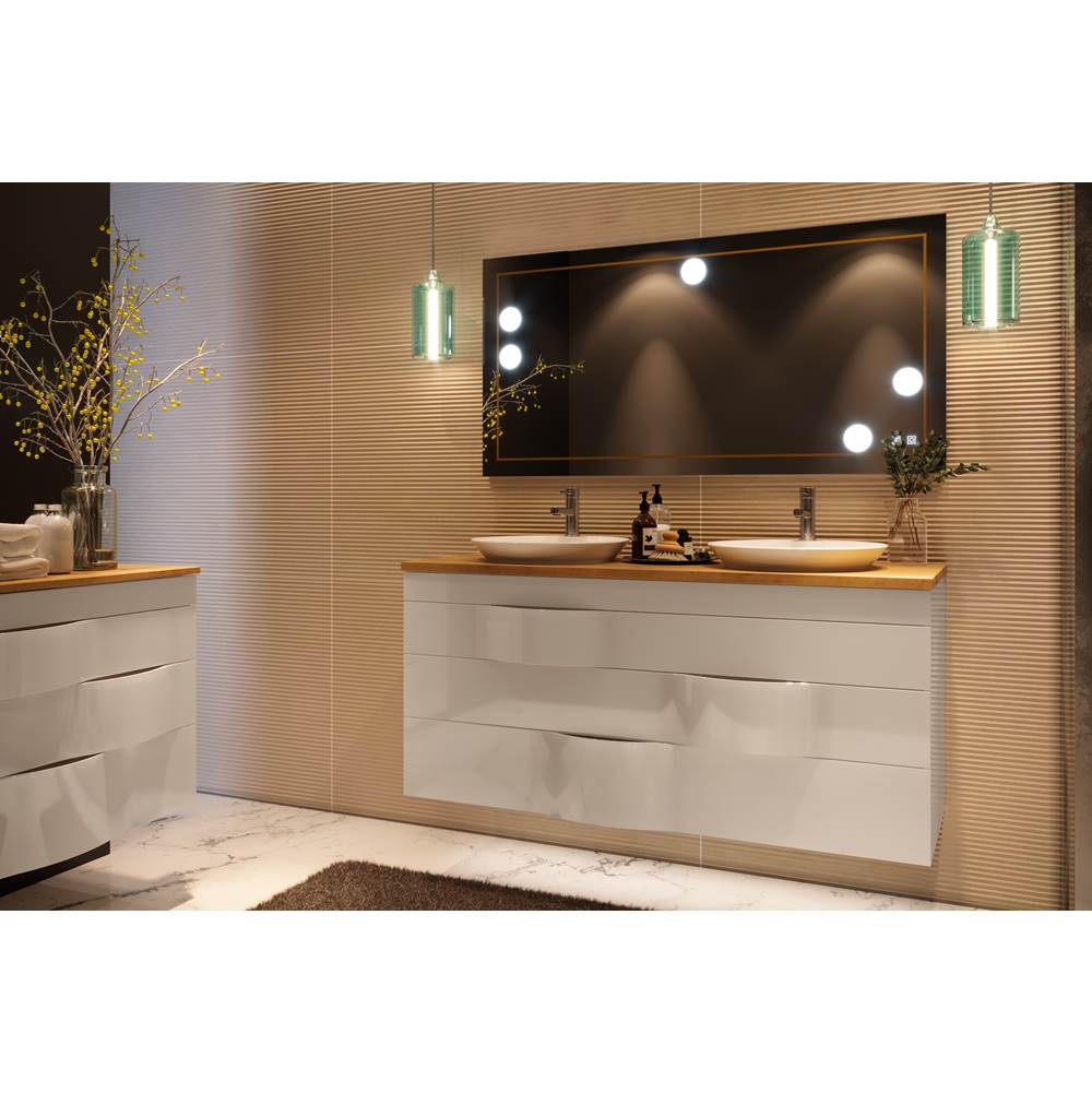 Decotec DT-ILLUSION - Basin Unit Right H65 - W140, 3 drawers - Worktop with recessed basin-Lacquer