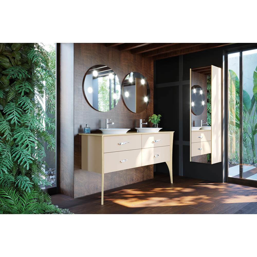 Decotec DT-ORGANIC - Double Basin Unit W160, 4 drawers  - Worktop in Solid Decor with half recessed basins-Lacquer or Wood Veneer