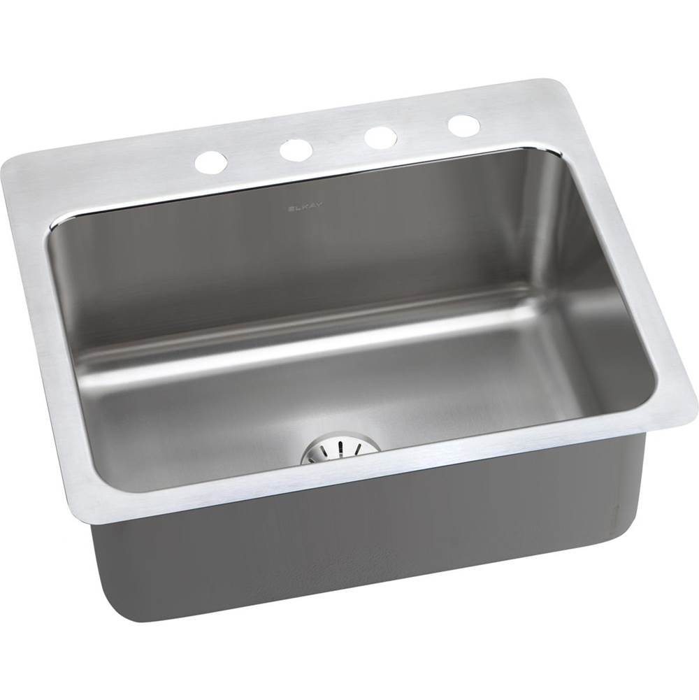 Elkay Lustertone Classic Stainless Steel 27'' x 22'' x 10'', 0-Hole Single Bowl Dual Mount Sink with Perfect Drain