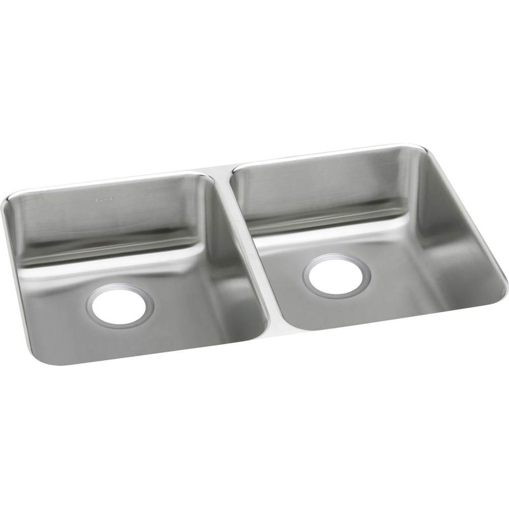 Elkay Lustertone Classic Stainless Steel 35-3/4'' x 18-1/2'' x 5-3/8'', Equal Double Bowl Undermount ADA Sink