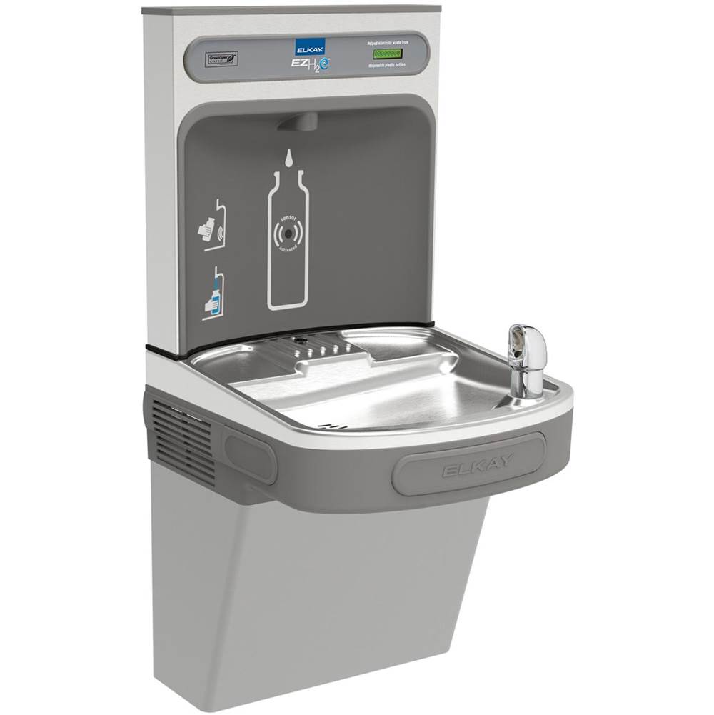 Elkay ezH2O Bottle Filling Station with Single ADA Vandal-Resistant Cooler, Non-Filtered Non-Refrigerated Light Gray
