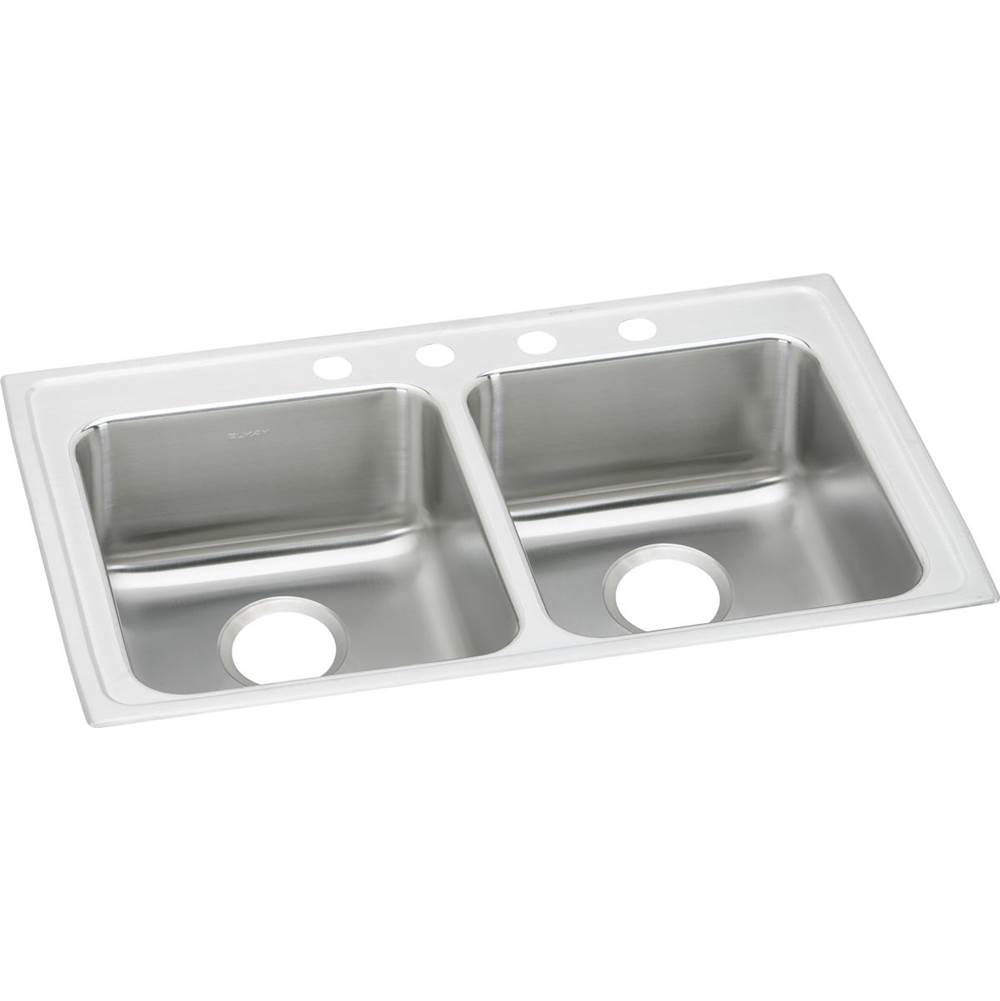 Elkay Lustertone Classic Stainless Steel 37'' x 22'' x 6-1/2'', 1-Hole Equal Double Bowl Drop-in ADA Sink