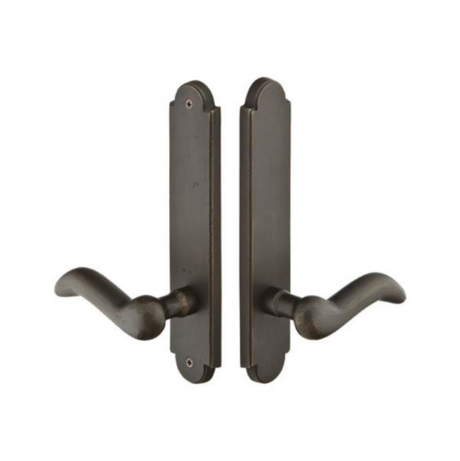 Emtek Multi Point C3, Non-Keyed Fixed Handle OS, Operating Handle IS, Arched Style, 2'' x 10'', Durango Lever, RH, FB