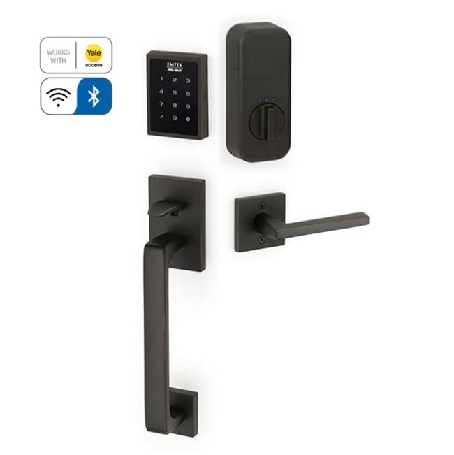 Emtek Electronic EMPowered Motorized Touchscreen Keypad Smart Lock Entry Set with Baden Grip - works with Yale Access, Egg Knob US10B