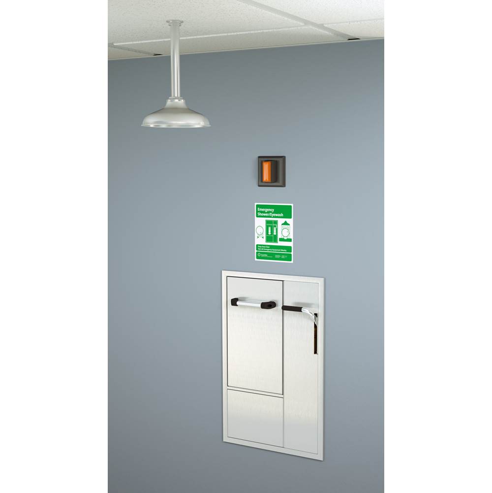 Guardian Equipment Recessed Safety Station with Drain Pan, Exposed Shower Head