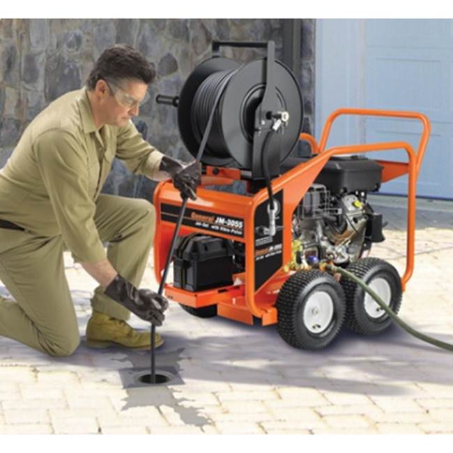 General Pipe Cleaners Basic Unit: 480cc Engine w/Electric Start (Battery NOT Included), 3000 psi/5.5 gpm Pump with Vibra-Pulse®, 300 ft. Capacity Hose Reel, Pressure Ga…
