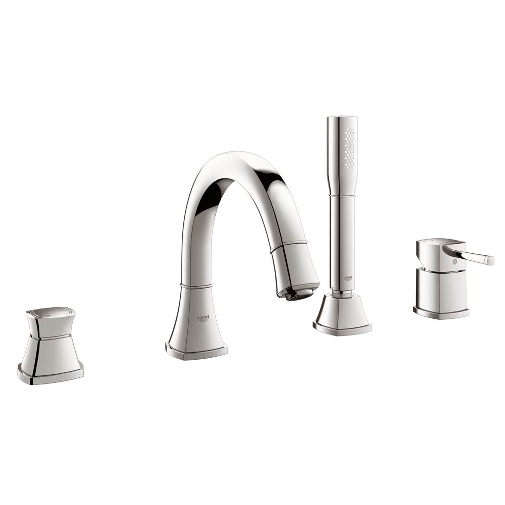 Grohe 4-Hole Single-Handle Deck Mount Roman Tub Faucet with 2.0 GPM Hand Shower