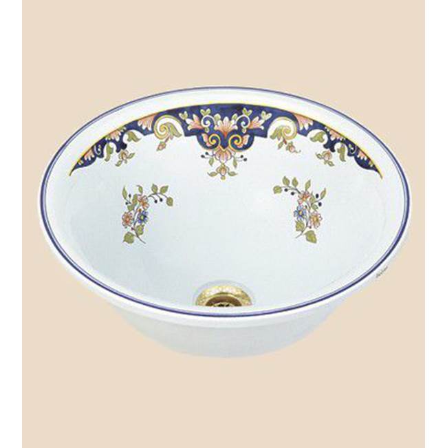 Herbeau ''Sambre'' Ceramic Round Countertop Lavatory Bowl in Rouen Marly
