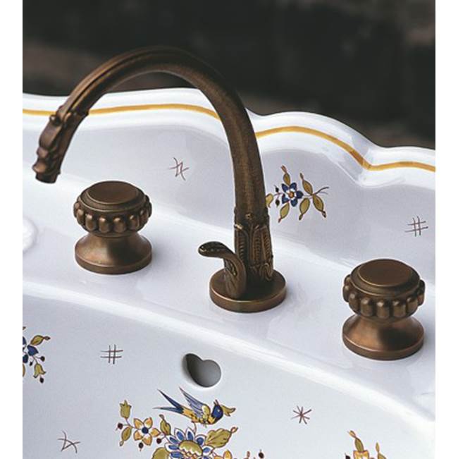 Herbeau ''Pompadour'' Widespread Lavatory Set with 1 1/4'' pop-up drain assembly in Weathered Brass