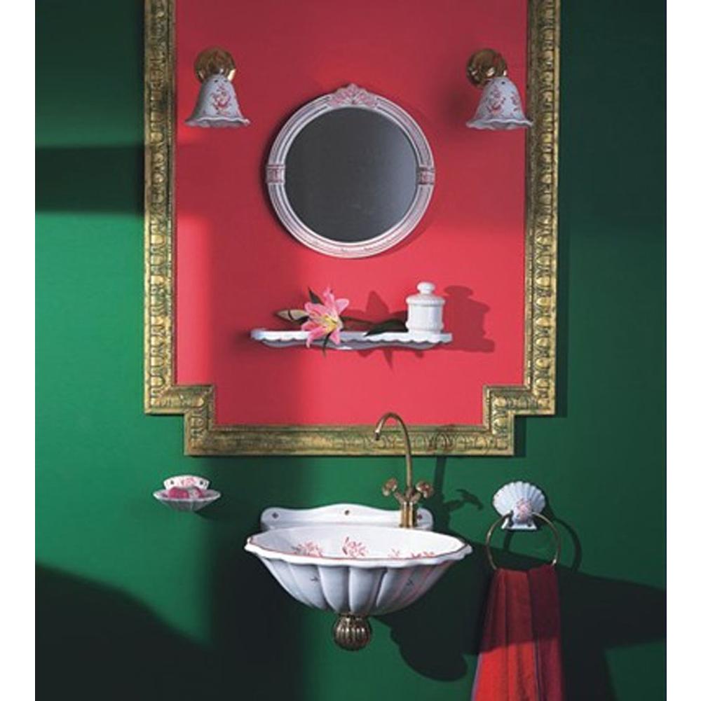 Herbeau ''Coquille'' Oval Mirror in Berain Rose