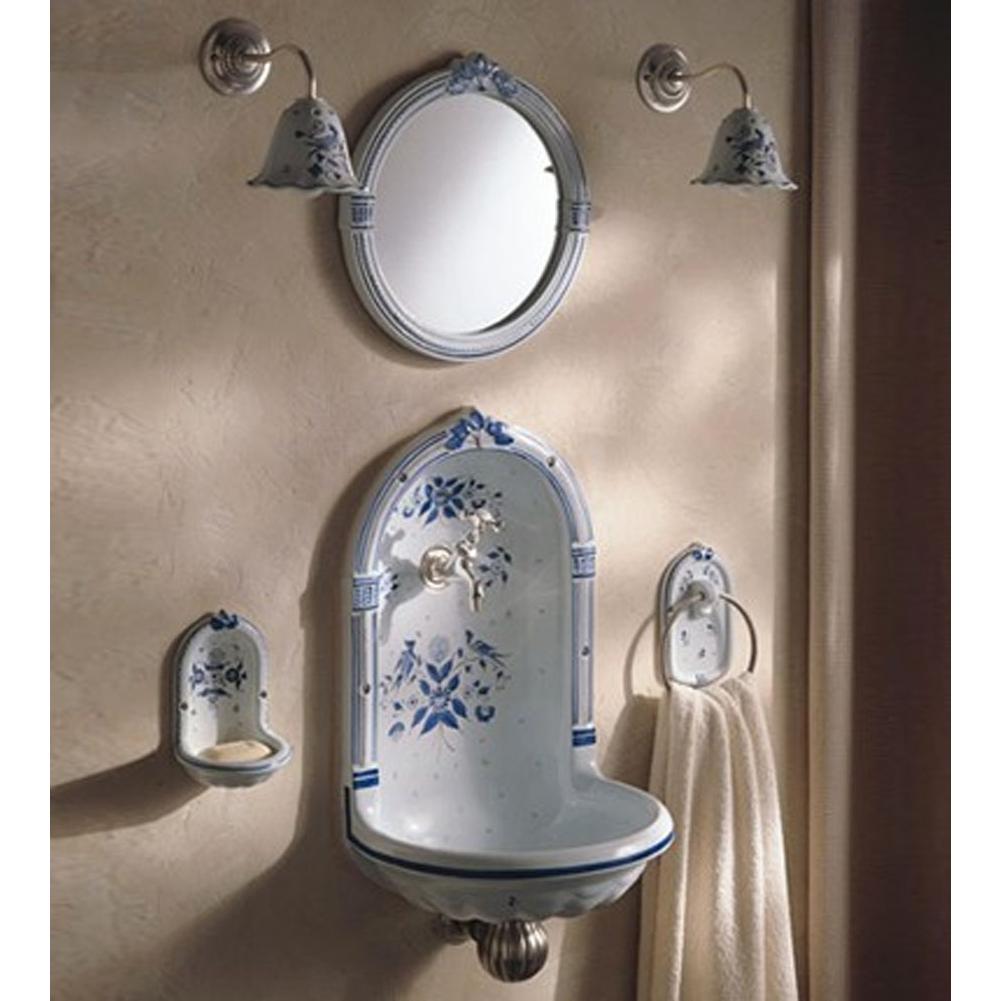 Herbeau ''Niche'' Round Mirror in Moustier Bleu