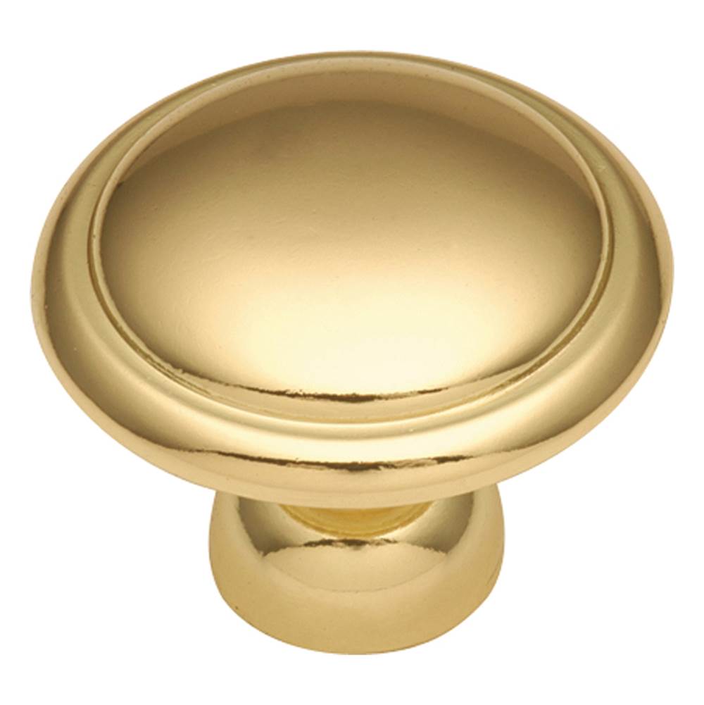 Hickory Hardware Conquest Collection Knob 1-3/8'' Diameter Polished Brass Finish