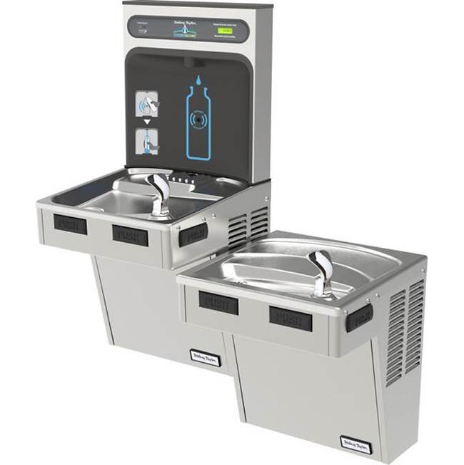 Halsey Taylor HydroBoost Bottle Filling Station, and Bi-Level ADA Cooler, Filtered Refrigerated Stainless