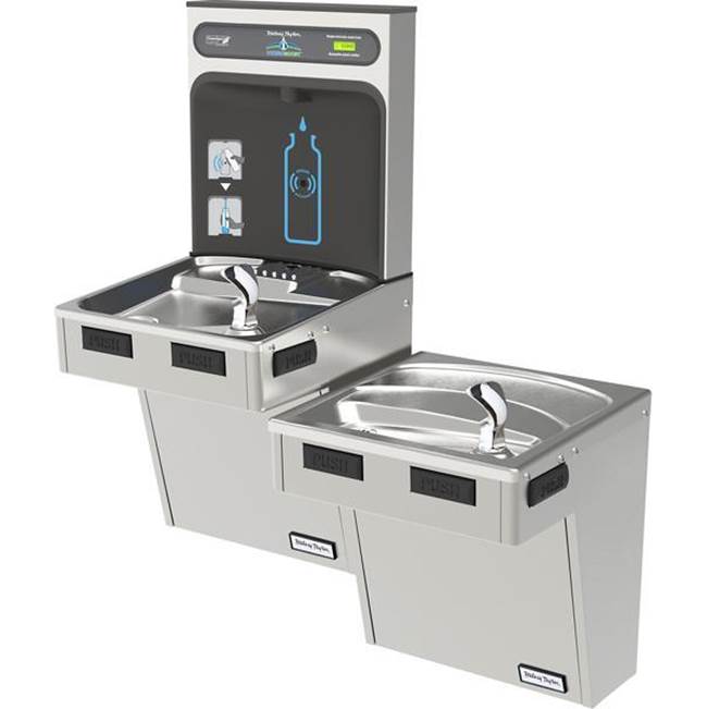 Halsey Taylor HydroBoost Bottle Filling Station, and Bi-Level ADA Cooler, Non-Filtered Non-Refrigerated Stainless