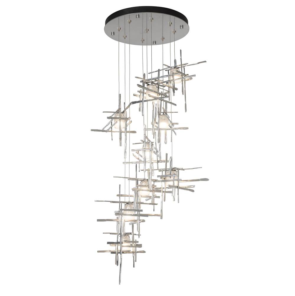 Hubbardton Forge Tura 9-Light Frosted Glass Round Pendant, 131109-SKT-LONG-20-YC0305