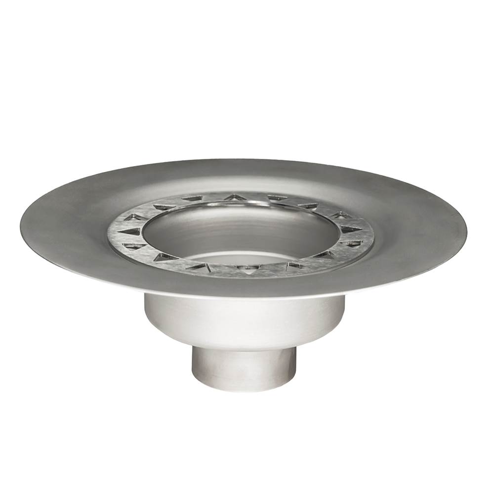 Infinity Drain Bonded Flange Stainless Steel Drain 4'' Throat, 2'' No Hub Outlet