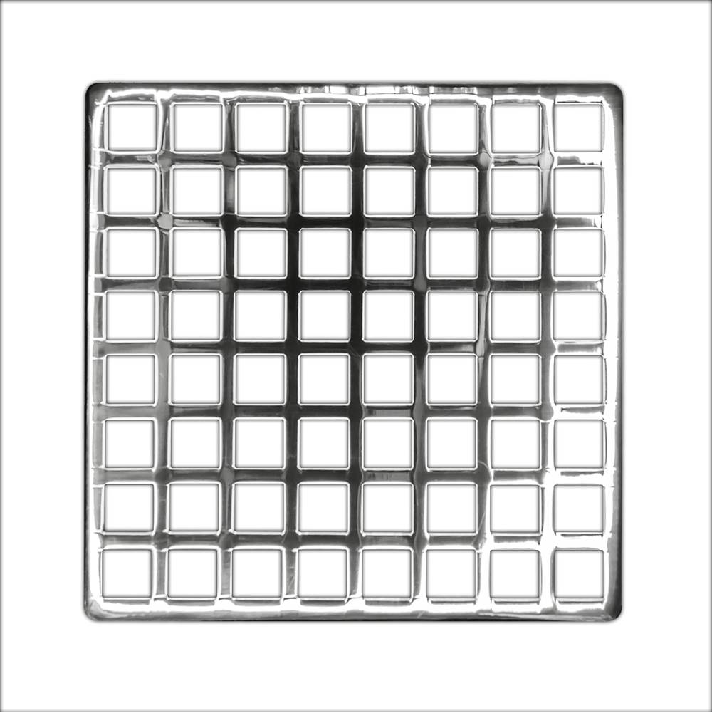 Infinity Drain 5'' x 5'' Squares Pattern Decorative Plate for Q 5, QD 5, QDB 5 in Polished Stainless